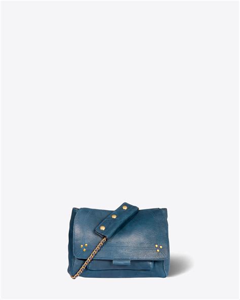 Jérôme Dreyfuss Sac Lulu M Cuir Noircie Night Blue