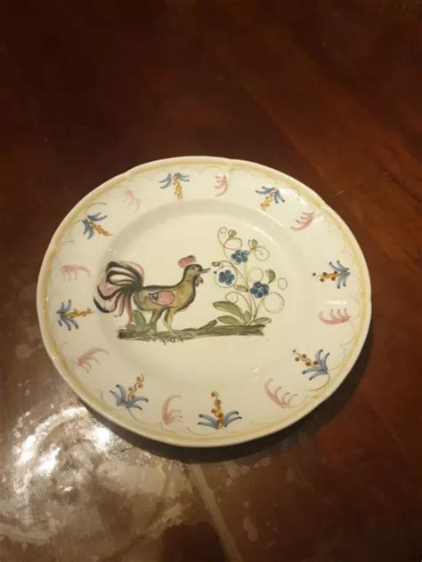 Ancienne Assiette En Fa Ence Decor Coq Estampill Eur Picclick Fr