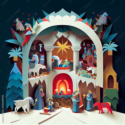 Origami Nativity Scene Stock Illustration Adobe Stock