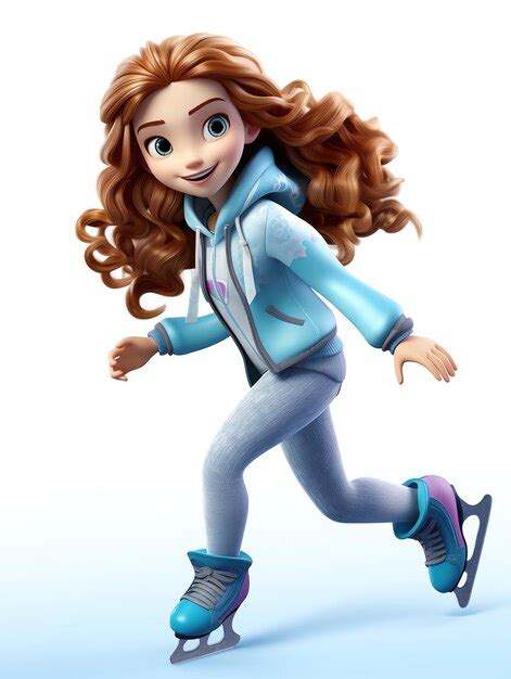 Premium AI Image | 3d pixar character potraits of ice skating