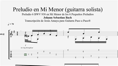 Preludio en Mi Menor Guitar Solo Tablatura por Jesús Amaya YouTube