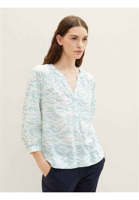 Tom Tailor Blouse Blue Small Wavy Design Bleu Clair Zalando Fr