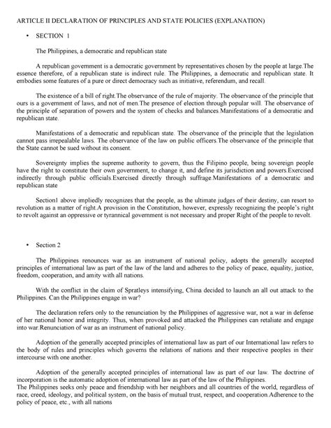 Article Ii Declaration Of Principles And Article Ii Declaration Of