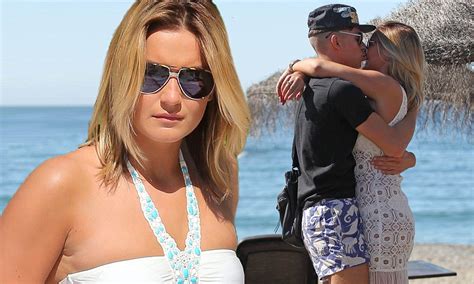 Sam Faiers shows off svelte figure in white bikini as she puts on a VERY public PDA with fiancé