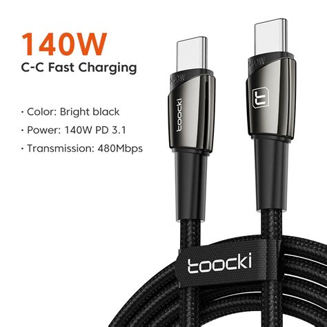 Toocki 140w Pd Usb C เป็น Type C สายชาร์จเร็ว สายเคเบิลข้อมูล Shopee