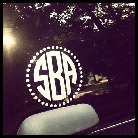 Monogrammed Car Window Decal With Polka Dot Circle