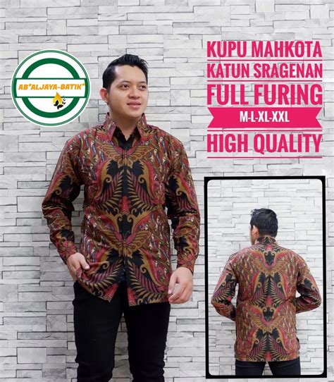 KUPU MAHKOTA Kemeja Batik Dasar Hitam Kemeja Batik Pria Lapis