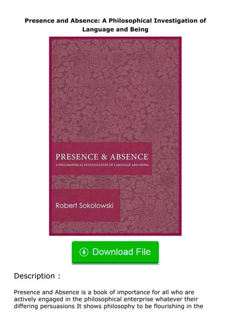 Ppt ️get ⚡️pdf⚡️ Download Presence And Absence A Philosophical