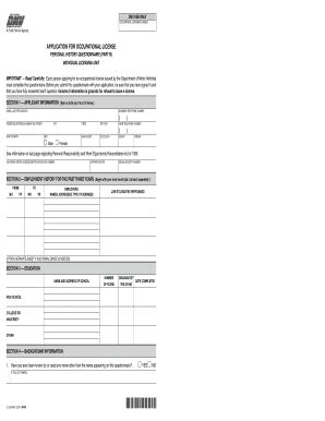 OL 29 I Application For Occupational License Personal Apps Dmv