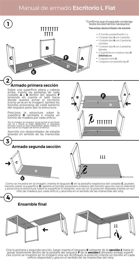 Manual Armado Escritorio En L Flat Homik