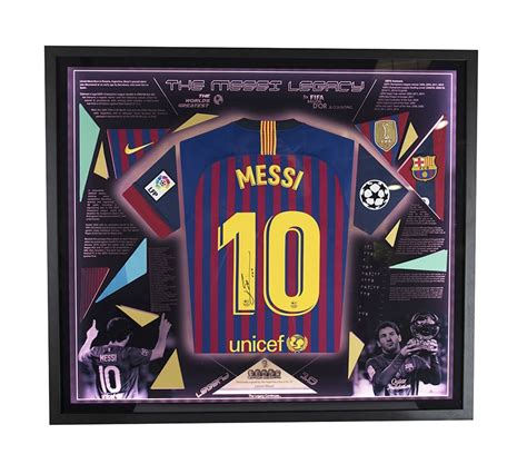 Lionel Messi Signed Framed Nike Fc Barcelona Soccer Jersey