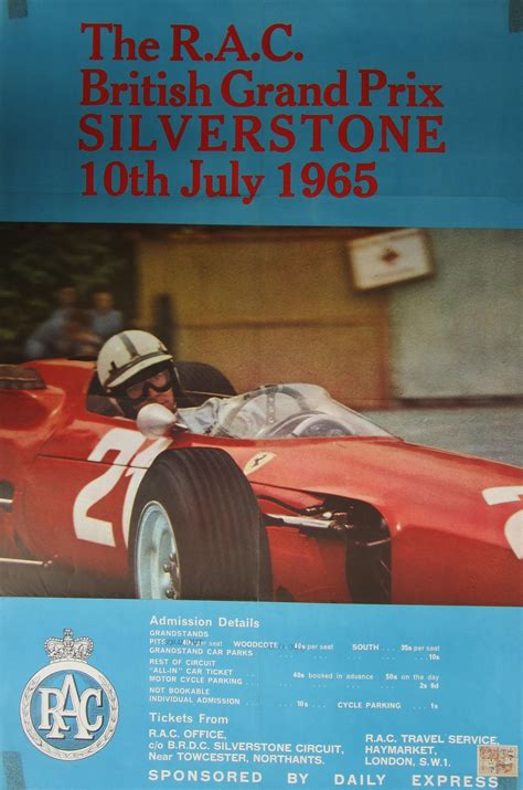 Bonhams Cars A Silverstone British Grand Prix Poster 1965