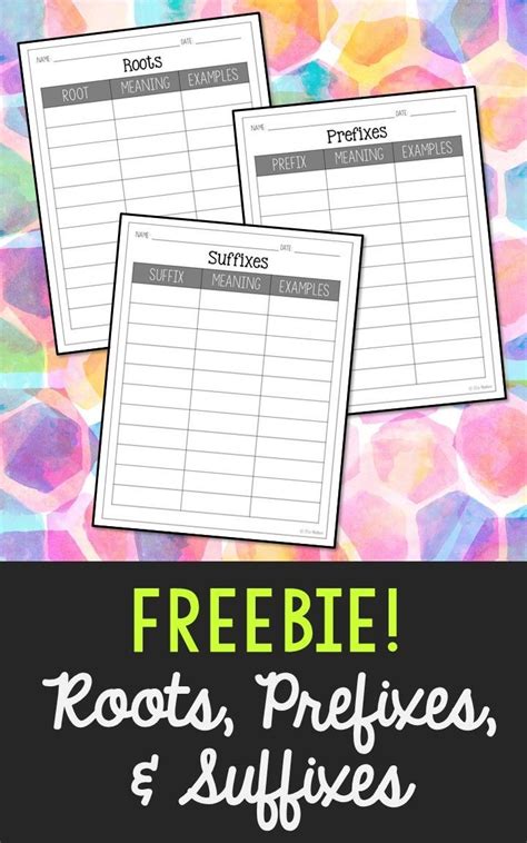 Roots Prefixes And Suffixes Worksheet Activity Freebie Prefixes Hot