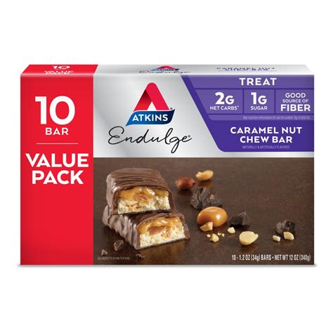 Atkins Endulge Treat Caramel Nut Chew Bar Keto Friendly 10 Count Value Pack