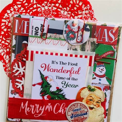 Christmas Junk Journal Kit Christmas Paper And Ephemera Pack Etsy