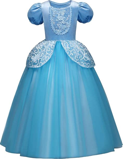 Eleasica Traje de Cenicienta Azul para Niña Infantil Vestido de