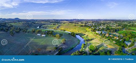 Yass River Meandering through Beautiful Countryside at Sunset. Stock ...