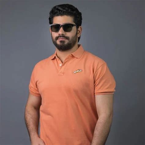 Cotton Plain Sunset Orange Polo Neck T Shirt At Rs 600piece In New