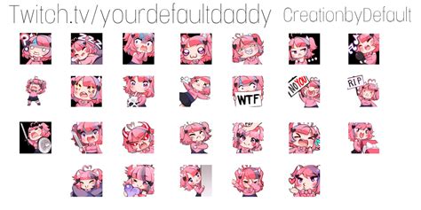 Full Set Of 26 Pink Twitch Girl Emotes Etsy