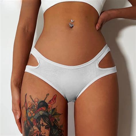 Cotton Panties For Women Waist Cross Design Sexy Intimates Female Lingerie Monochromatic Briefs