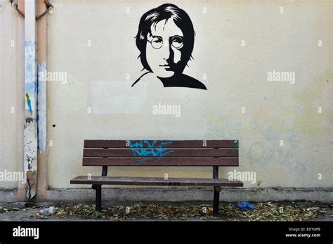 Famous Musician John Lennon From The Beatles Portrait Stencil Graffiti