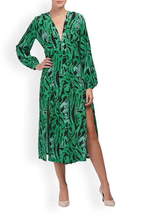 Camellia Midi Dress In Green Tiger Stripe Image Fantasy Fashion Midi