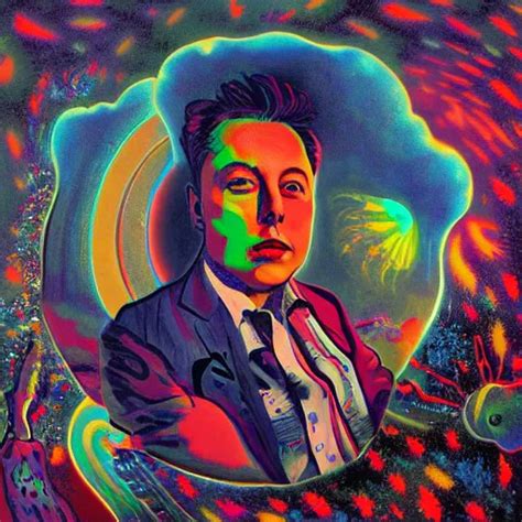 Surrealist Portrait Painting Of Elon Musk S Acid Trip Stable