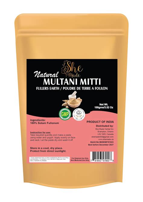 She Made Multani Mitti Oif Powder Natural For Face Gms Oz