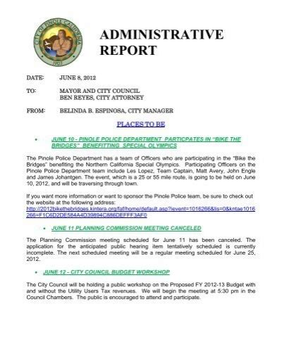 ADMINISTRATIVE REPORT City Of Pinole