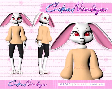 Vroid 3d Vtuber Cute Rabbit Character Rabbit Ears White Etsy Ireland