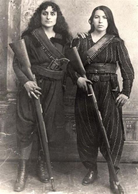 2 Armenian Women Fighters Pose For A Picture During The Time Of The