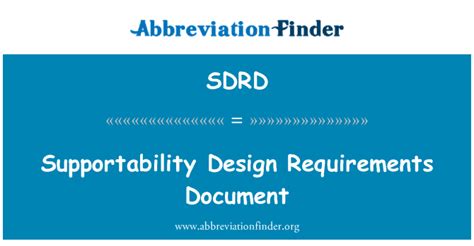SDRD tanımı: Desteklenebilirlik tasarım gereksinimleri belge ...