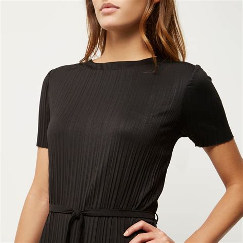 Lyst River Island Black Pleated Dress In Black