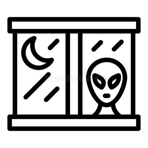 Vector De Contorno De Icono De Ventana Ufo De Espacio Ilustraci N Del