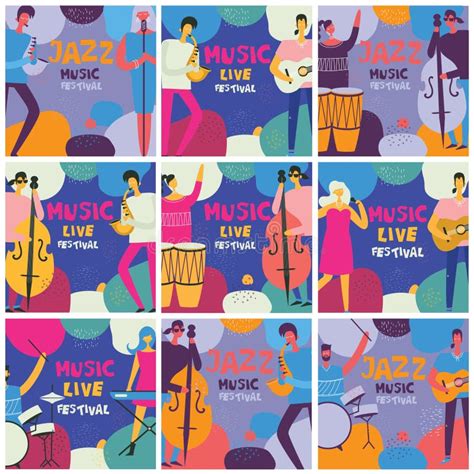 Colorful Jazz Festival Musicians Singers And Musical Instruments Poster