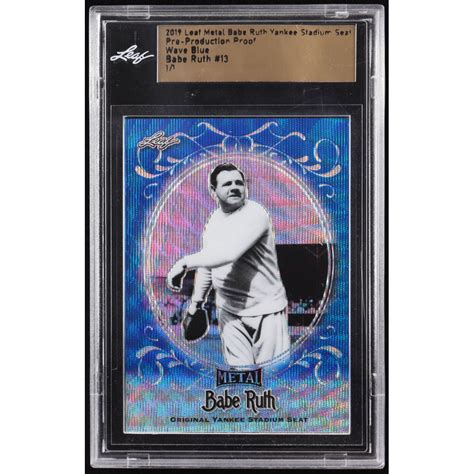 Babe Ruth Leaf Metal Babe Ruth Yankee Stadium Seat Pre Production Proof Wave Blue