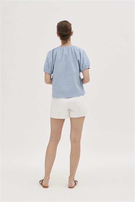 Textured Cotton Puff Sleeve Top Our Second Nature