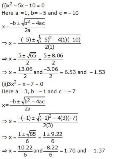 Selina Concise Mathematics Class Icse Solutions Quadratic Equations