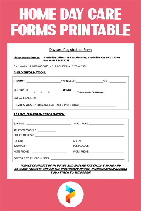 Free Printable Home Daycare Forms