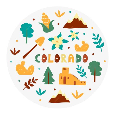 O Que Significa Colorado - Coleção dos eua. ilustração em vetor de colorado. símbolos de estado ...