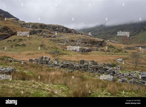 Ruins Of Old Slate Quarry Buildings At Cwmorthin Tanygrisiau North