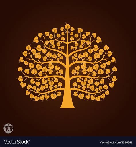 Golden bodhi tree symbol vector image on VectorStock