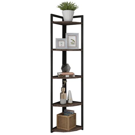 Buy Superjare Industrial Corner Shelf Tier Wood Wall Corner Bookcase