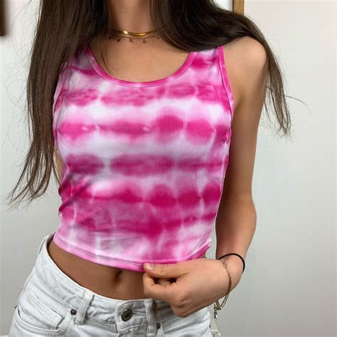 Pink Tie Dye Crop Cami Tank Top Etsy