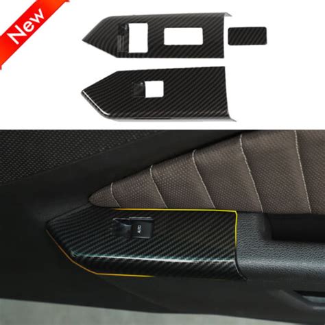 Carbon Fiber Door Window Lift Switch Panel Cover Trim For Ford Mustang