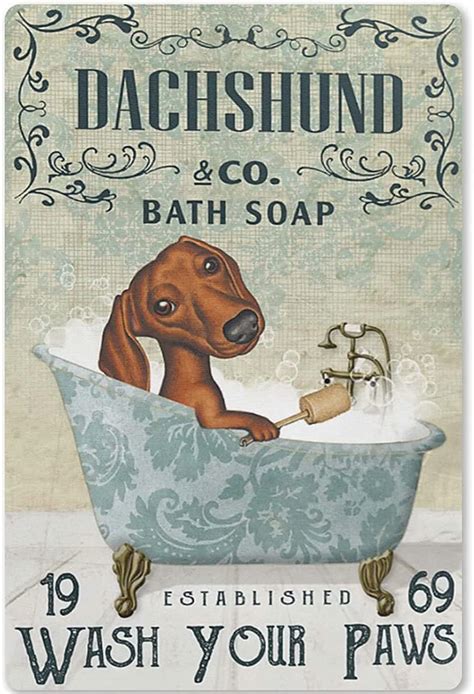 Amazon Qarido Rustic Retro Metal Tin Sign Dachshund Bath Soap Tin