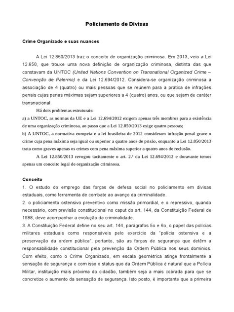 Crime Organizado E Segurança Pública Pdf Polícia Crimes