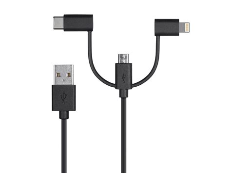 Monoprice Apple Mfi Certified Usb To Usb Micro Type B Usb Type C Lightning 3 In 1 Charge And