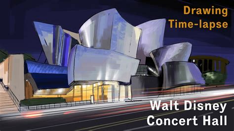 4k Frank Gehry Walt Disney Concert Hall Architectural Drawing On