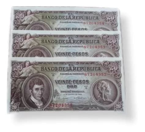 Trio Billetes Consecutivos Pesos Sin Circular Env O Gratis